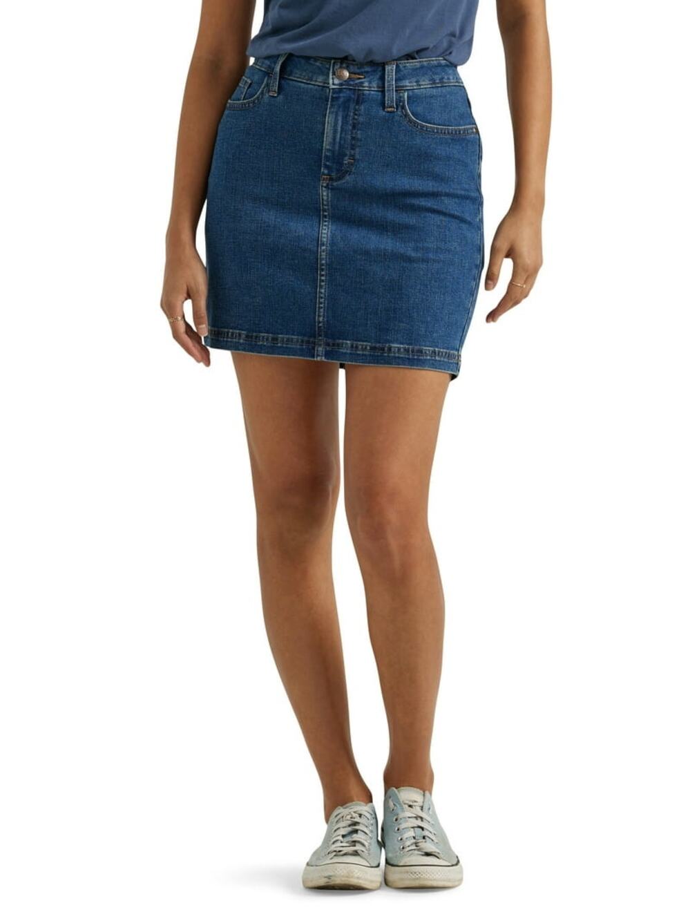 Lee Riders Medium Wash Blue Denim Mid Rise Skort Skirt Women's Size 8